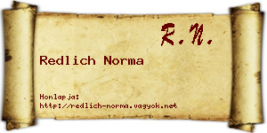 Redlich Norma névjegykártya
